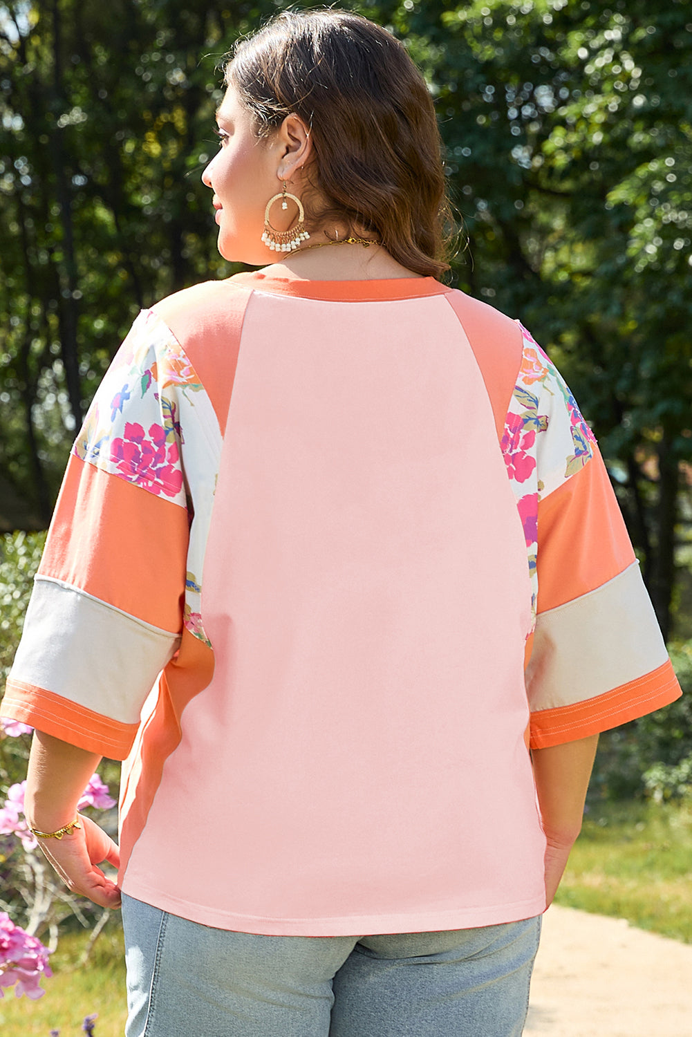 Selah Plus Size Floral Raglan Half Sleeve Top - Get it from Bo