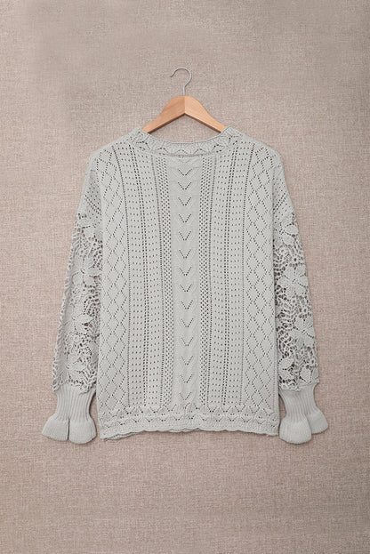 Scarlett Lace Pointelle Knit Sweater