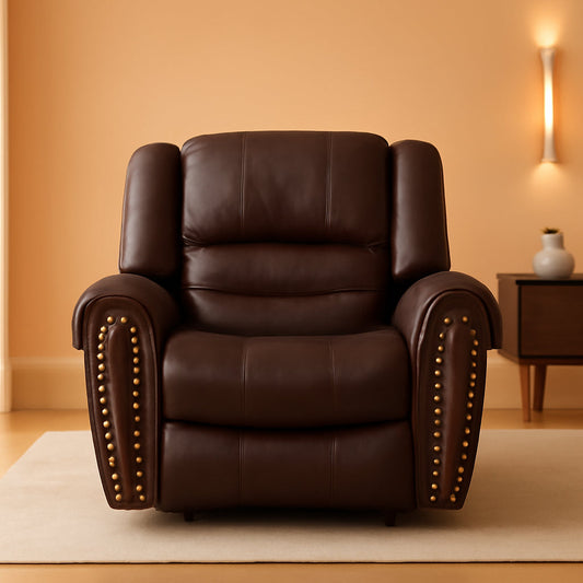 Brown Leather Recliner Chair With Traditional Style ShipItFurniture