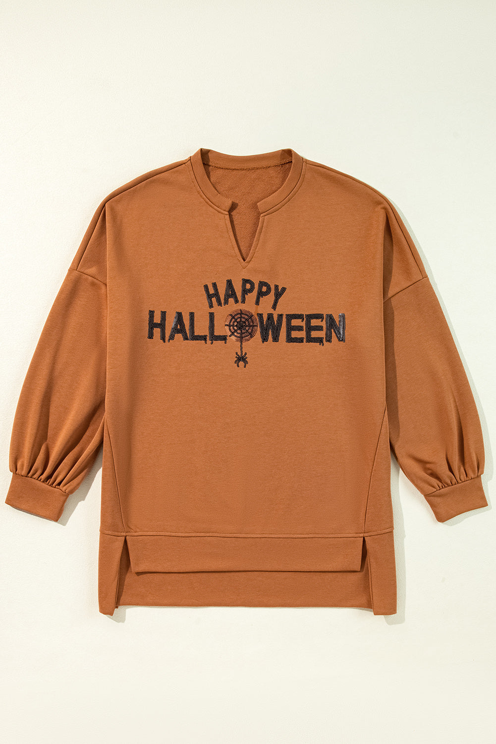 Sequin Happy Halloween Long Sleeve Top Threaded Pear