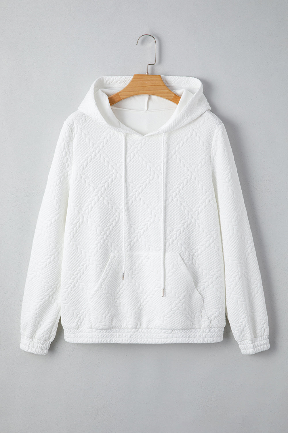 Magnolia Cable Lattice Texture Kangaroo Pocket Hoodie - Get it from Bo
