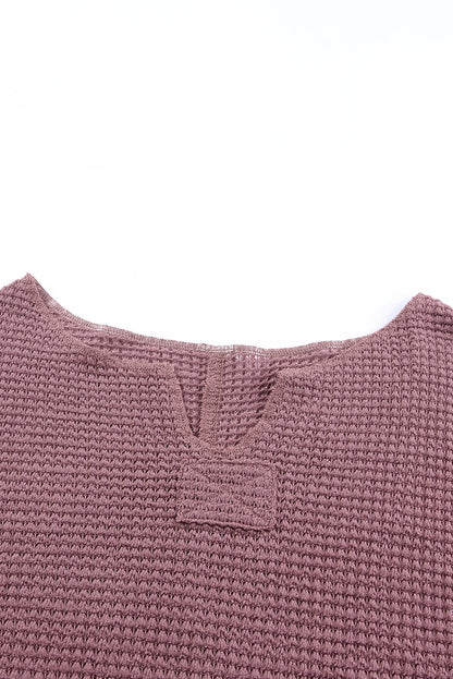 Evelyn Waffle Knit Loose Long Sleeve Top