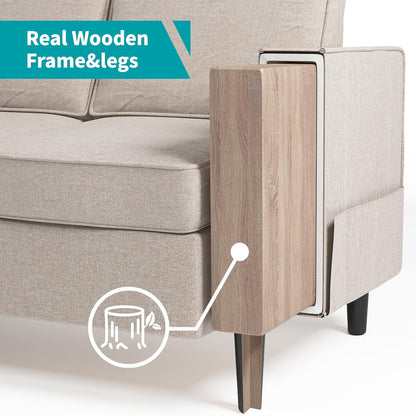 Beige Sectional Sofa Set With Movable Storage Ottoman ShipItFurniture