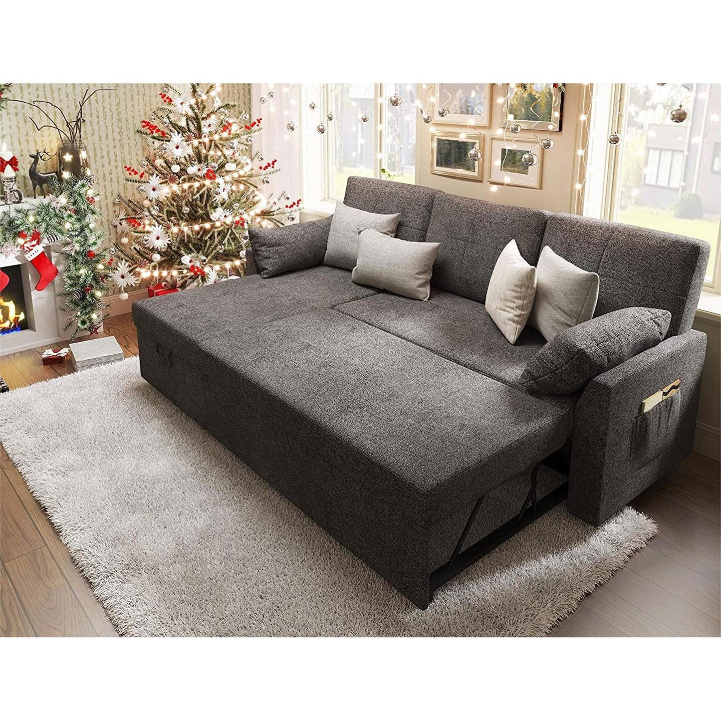 Gray Sectional Sleeper Sofa With Storage Chaise Bed ShipItFurniture