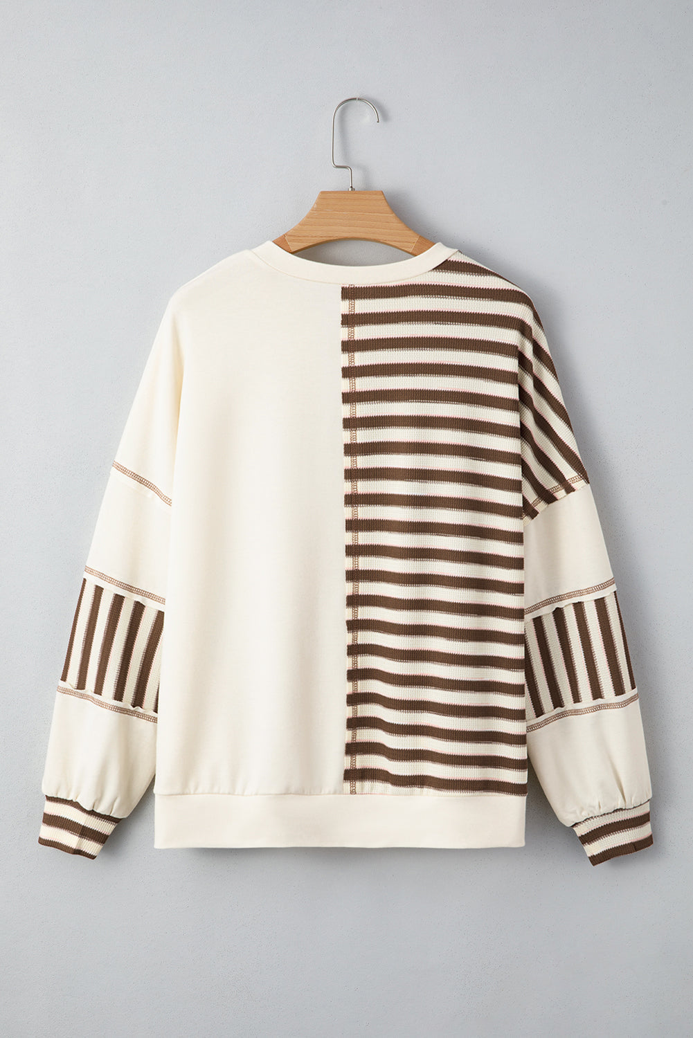 Ariana Stripe Stitched Oversized Sweatshirt Threaded Pear