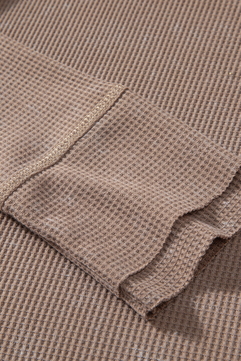 Zahra Waffle Knit Neckline Long Sleeve Top