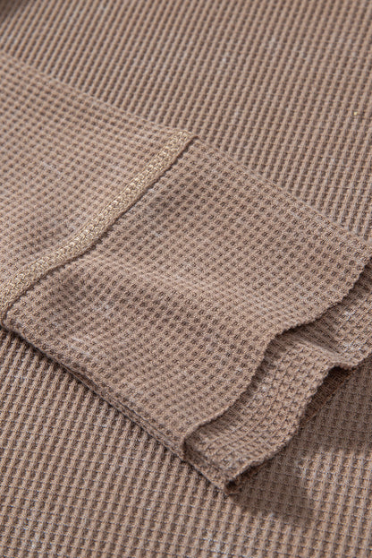 Zahra Waffle Knit Neckline Long Sleeve Top