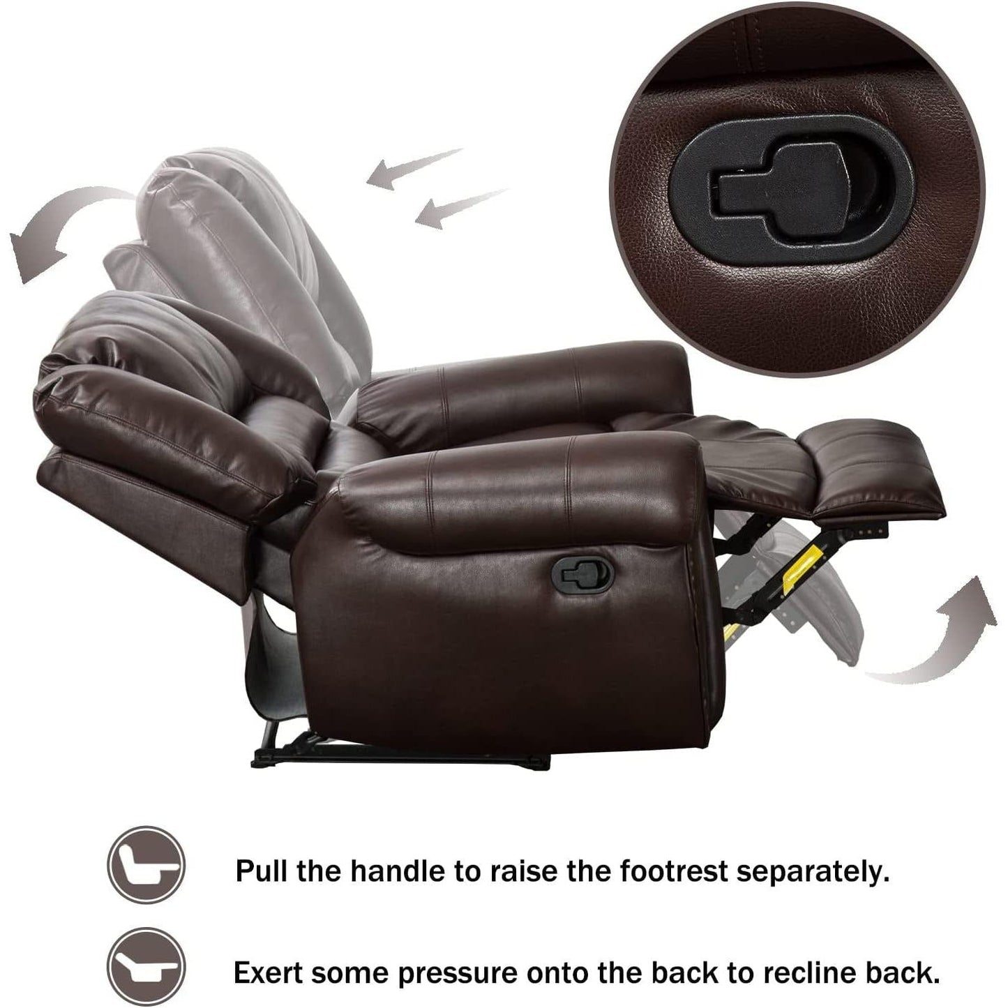 Brown Leather Recliner Chair With Traditional Style ShipItFurniture