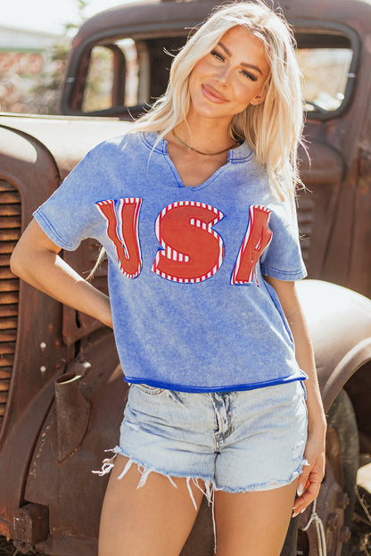 USA Patch Mineral Wash Vintage Graphic Top