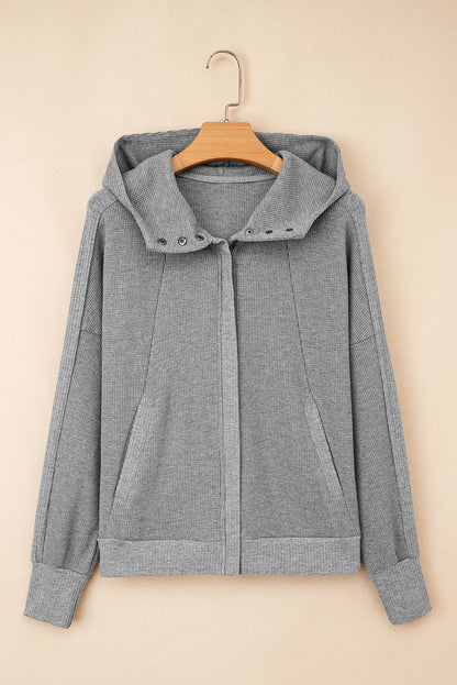 Kayla Waffle Zip Up Hooded Jacket