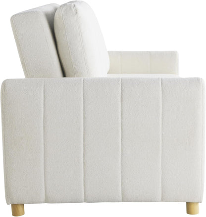 Convertible Sleeper Loveseat 66 Inch Polyester Ivory ShipItFurniture