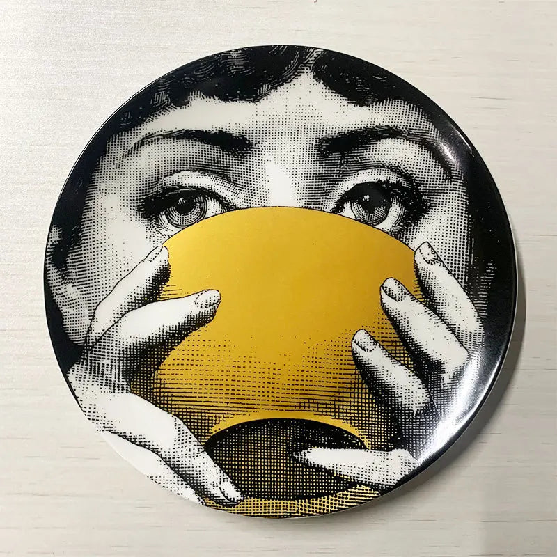 Ceramic Italian Face Hanging Plate Wall Decoration European Get it from Bo