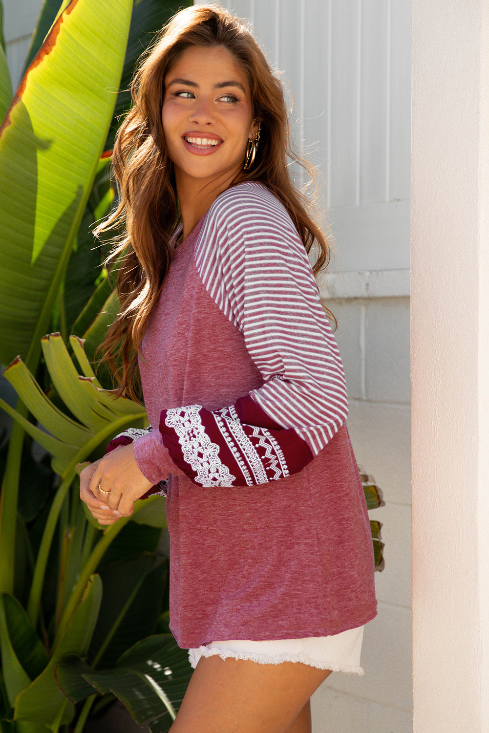 Kelsey Striped Raglan Long Sleeve Loose Top