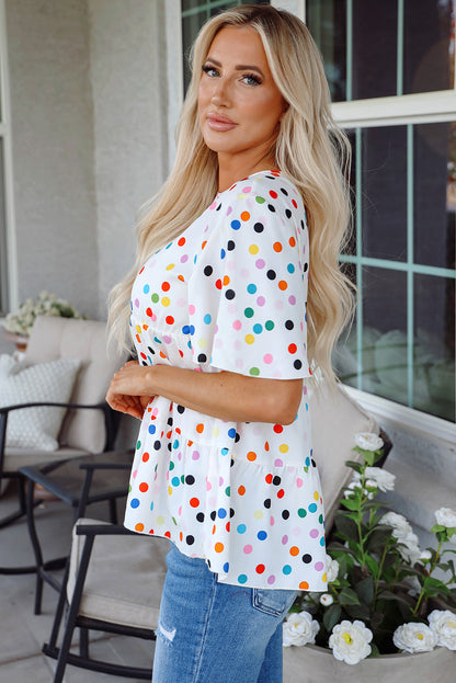 Keira Polka Dot Babydoll Blouse