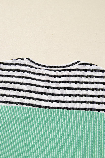 Claire Contrast Striped Patchwork Long Sleeve Top