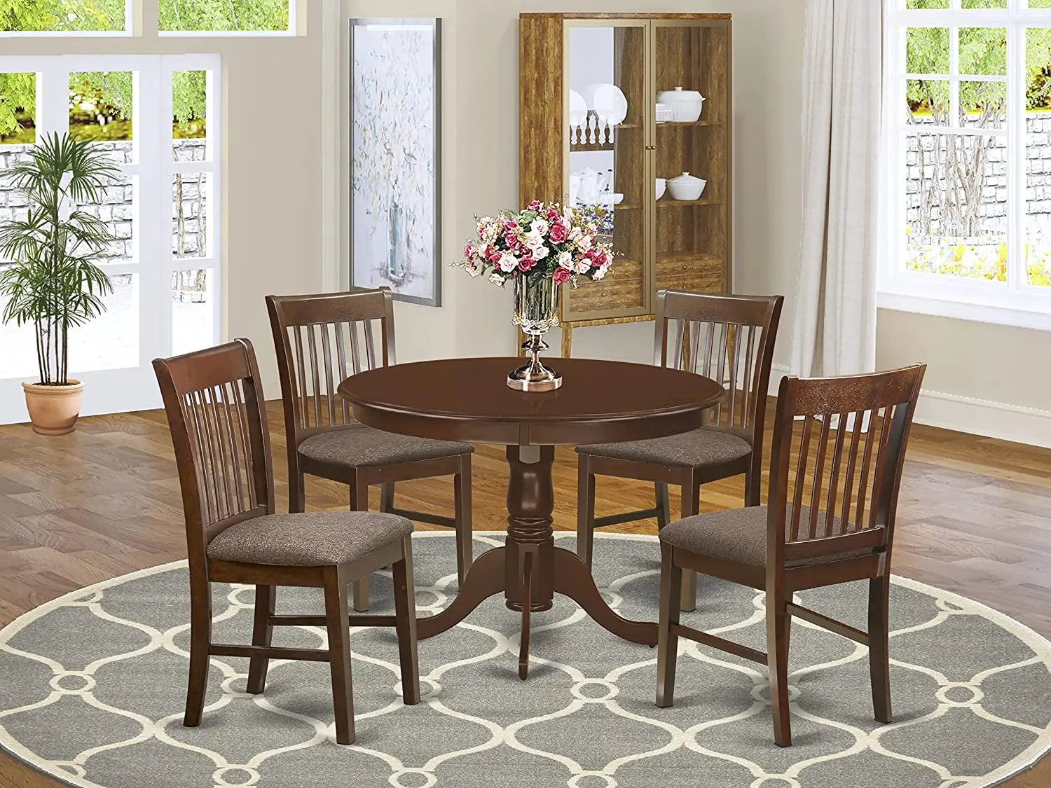 Mahogany 5-Piece Dining Table Set ShipItFurniture