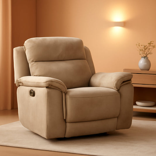 Durapella Power Recliner With Adjustable Headrest Beige ShipItFurniture