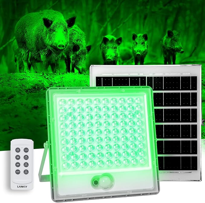 Solar Green Floodlight for Night Hunting -10,000 lumens Langy Solar Lights