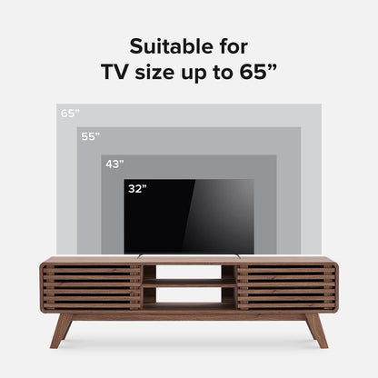 59 Inch Walnut TV Stand Mid Century Modern Console