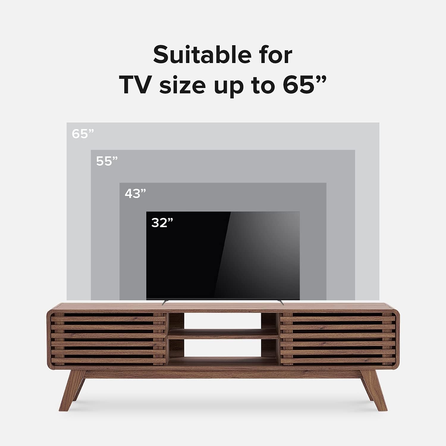 59 Inch Walnut TV Stand Mid Century Modern Console ShipItFurniture