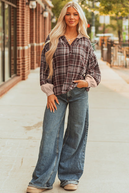 Lauren Plaid Patchwork Long Sleeve Hooded Top