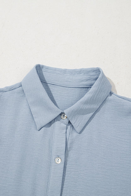 Arya Shirt Collar Button Up Puff Sleeve Tiered Dress