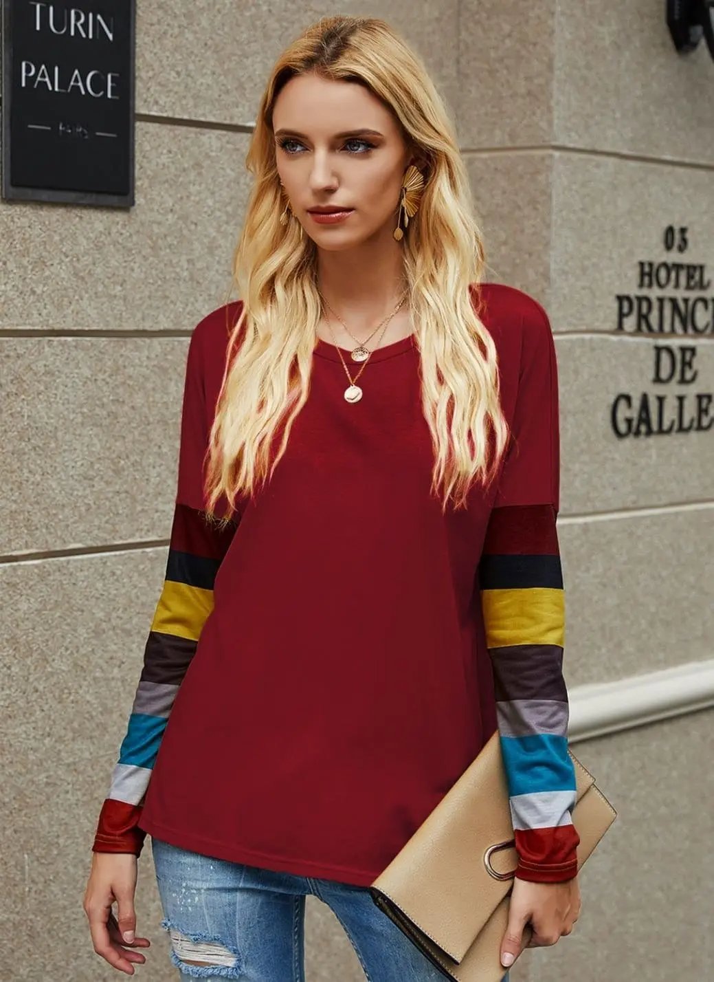 Colorful Striped Long Sleeve Sweater Anna-Kaci Wholesale