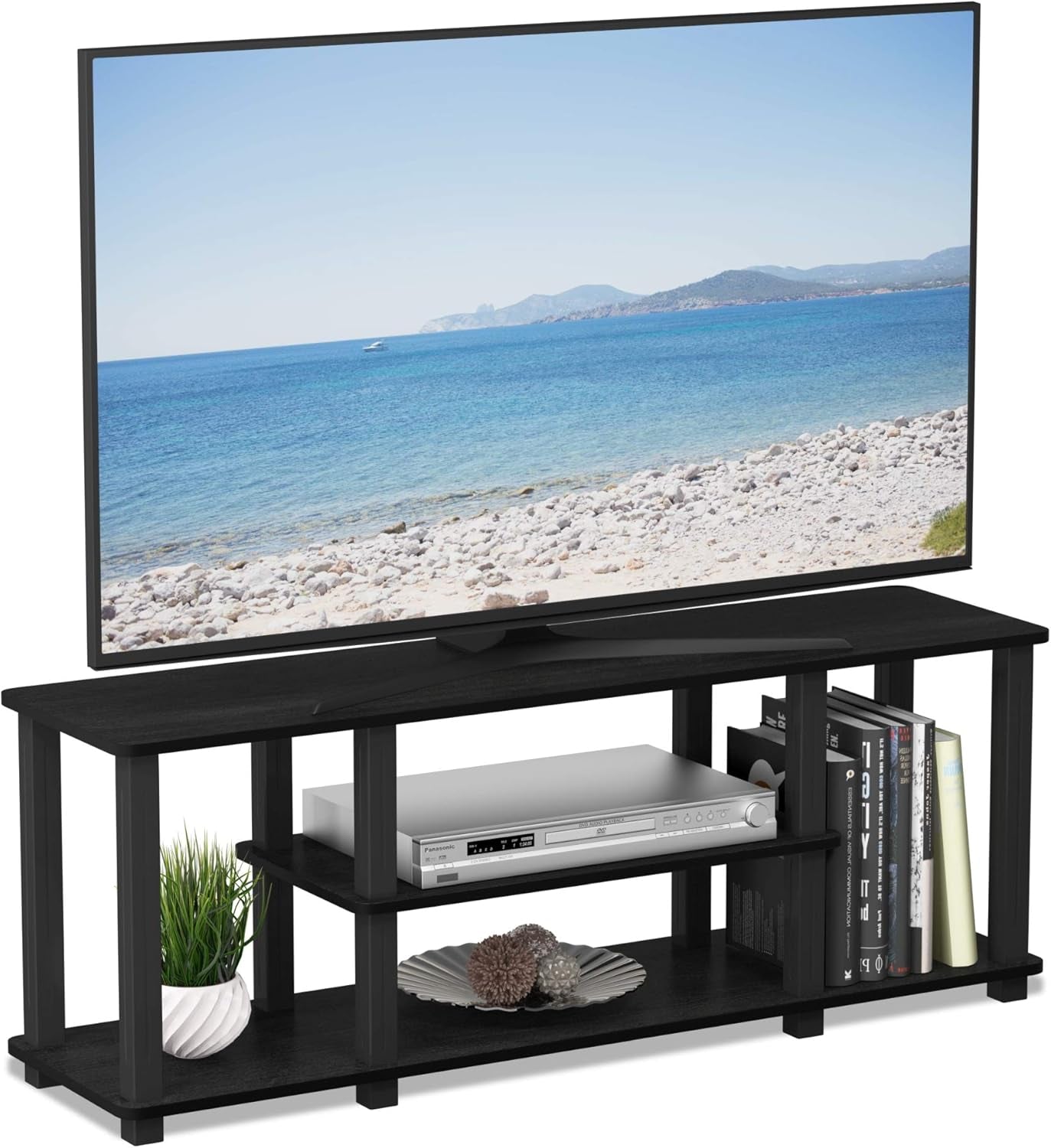 Turn-N-Tube 3-Tier TV Stand For 50-Inch TV Americano Black