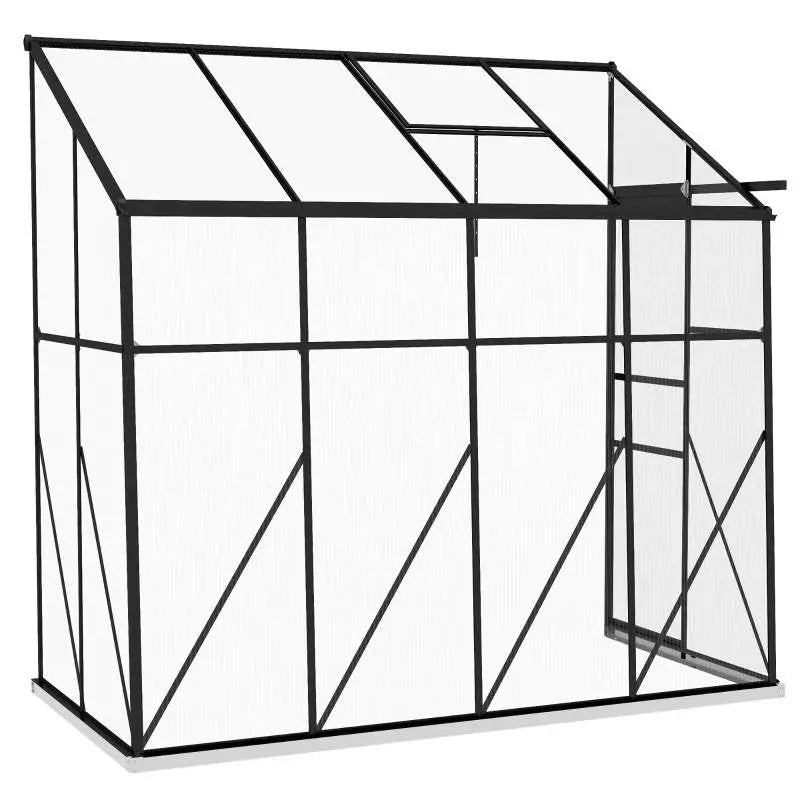 8.3 ft x 4.1 ft Outdoor Polycarbonate Lean-to Greenhouse with Black Metal Frame - Get it from Bo