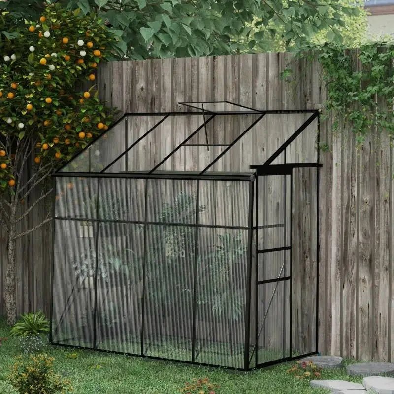 8.3 ft x 4.1 ft Outdoor Polycarbonate Lean-to Greenhouse with Black Metal Frame - Get it from Bo