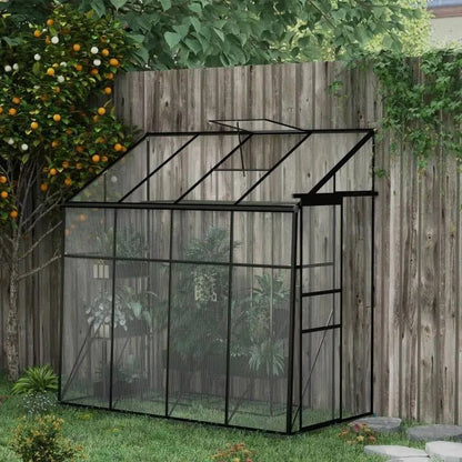 8.3 ft x 4.1 ft Outdoor Polycarbonate Lean-to Greenhouse with Black Metal Frame - Get it from Bo