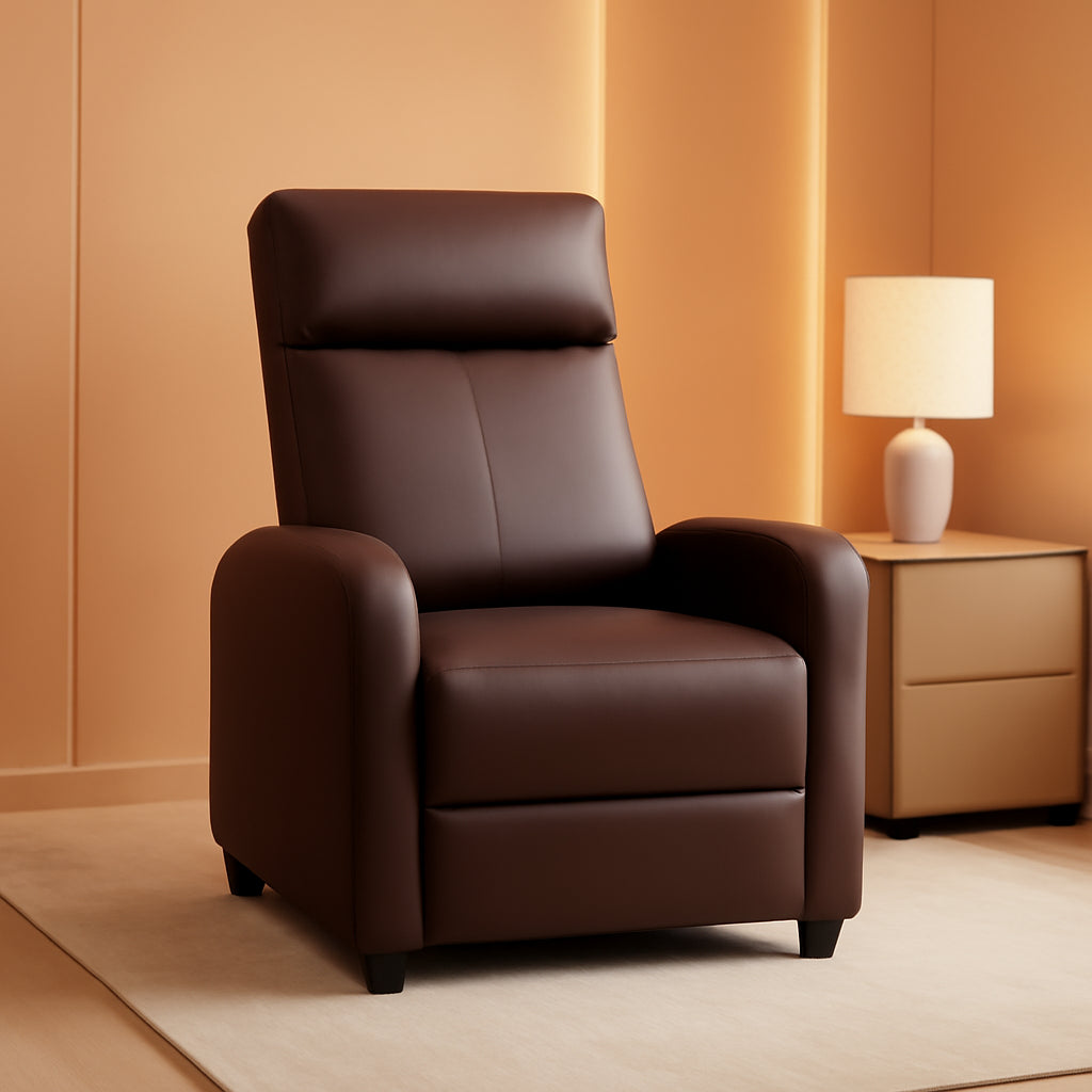 Massage Recliner Chair Brown PU Leather Adjustable ShipItFurniture