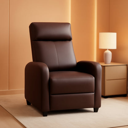 Massage Recliner Chair Brown PU Leather Adjustable ShipItFurniture