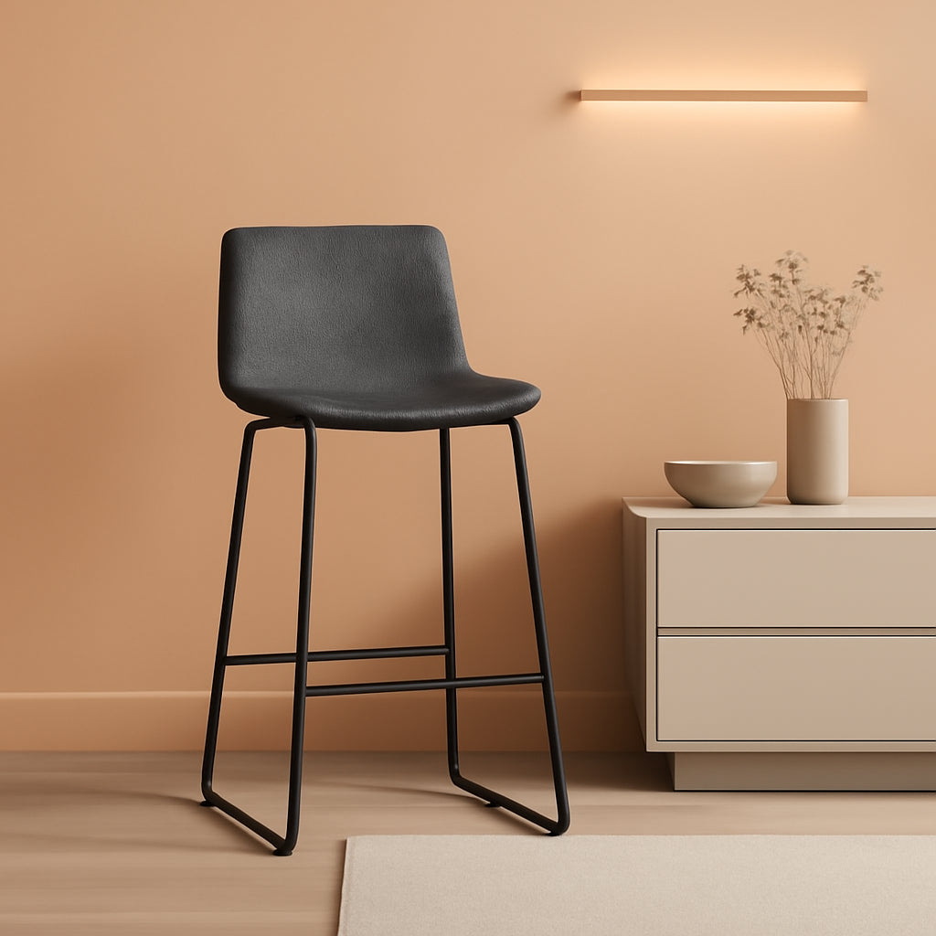 Gray Faux Leather Bar Stools Set Of 3 26 Inch Counter ShipItFurniture