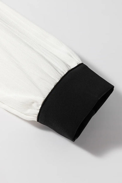 Ramila Textured Colorblock Elegant Blouse