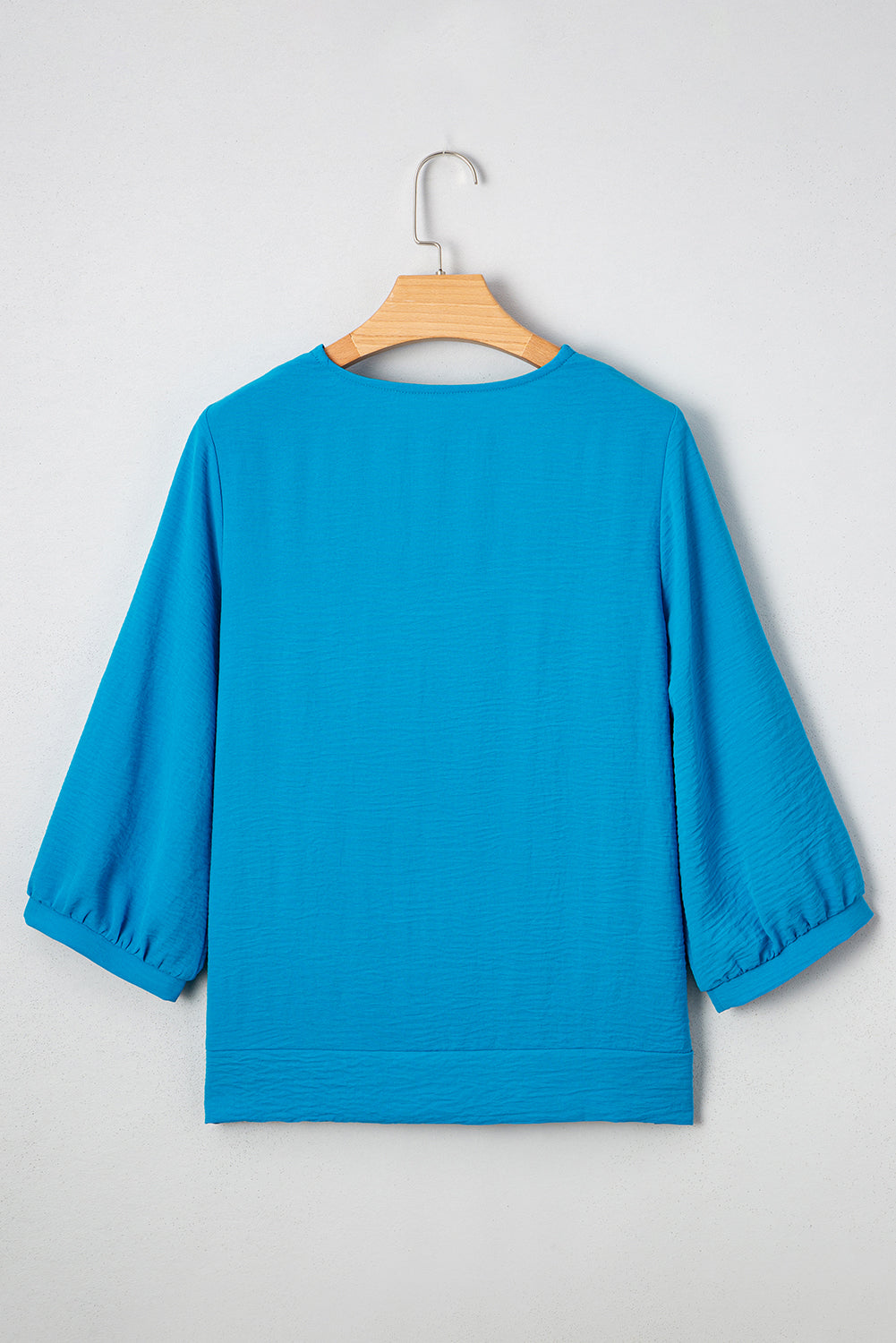 Clara V Neckline Crinkled Blouse Threaded Pear