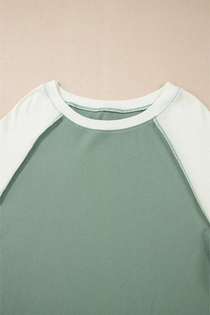 Faye Colorblock Patchwork Raglan Long Sleeve Top