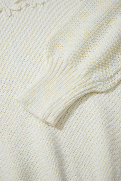 Rheakara Textured Puff Sleeve Sweater
