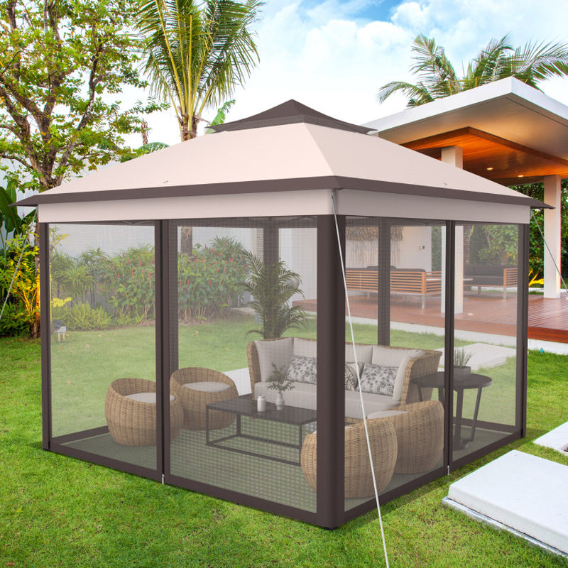 11 X 11 Feet 2-Tier Pop-Up Gazebo Tent Portable Canopy Shelter Carry Bag Mesh ShipItFurniture