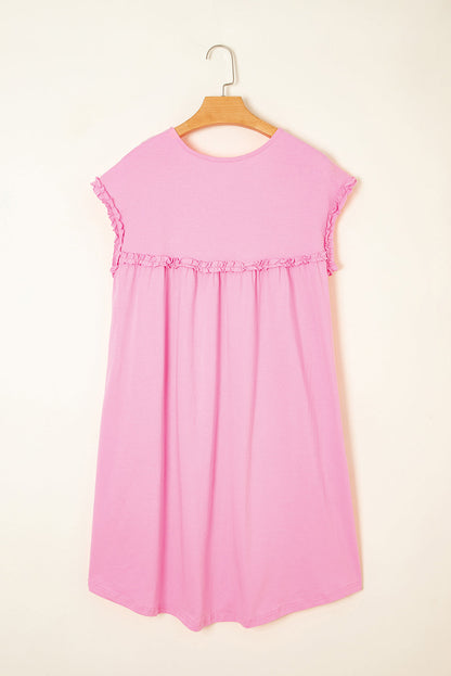 Keily Frilled Trim Loose Fit Mini Dress