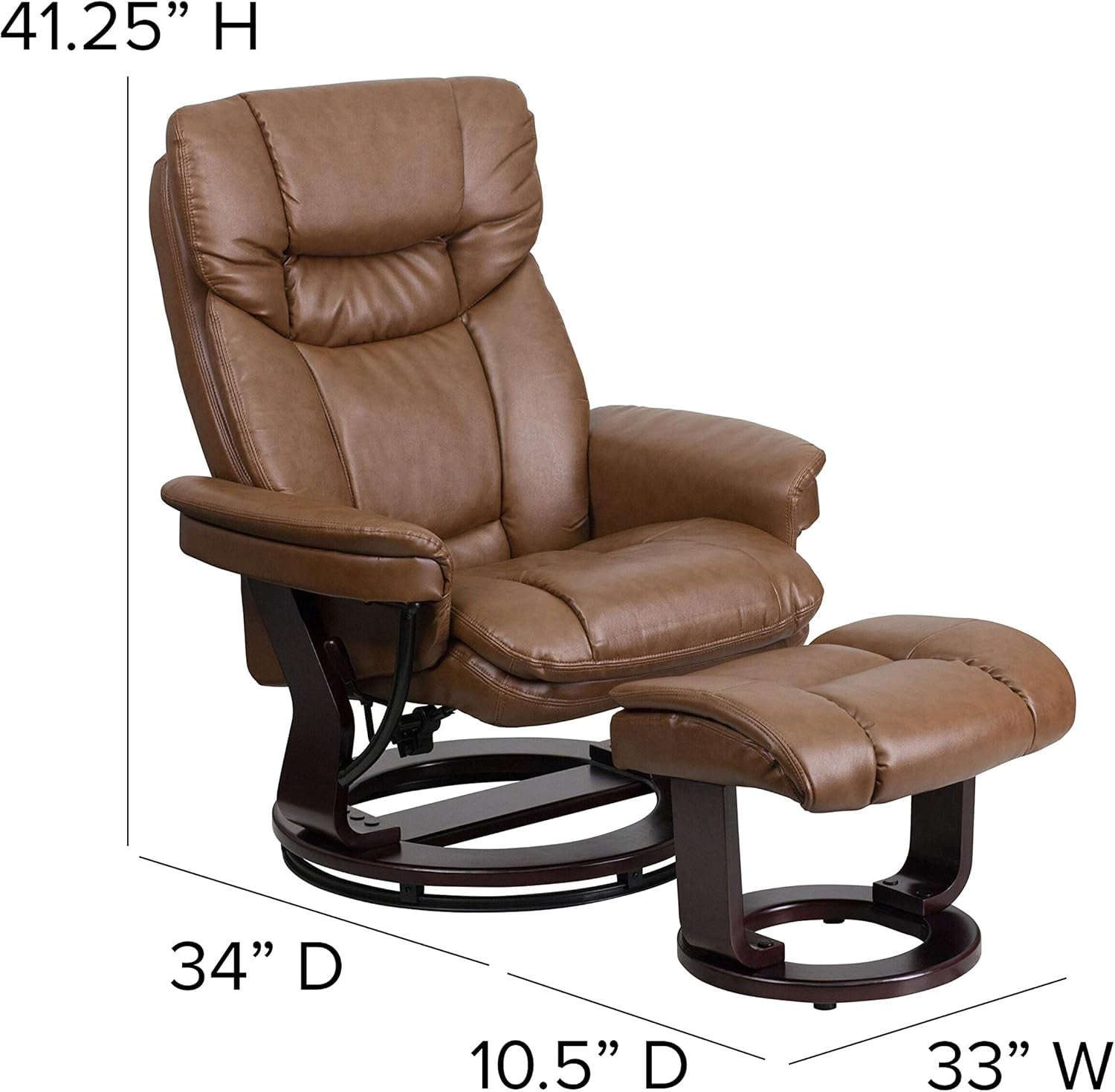 Leathersoft Recliner With Ottoman Palimino Swivel ShipItFurniture