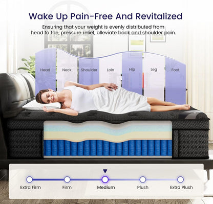 Queen Size Hybrid Mattress with Gel Memory Foam