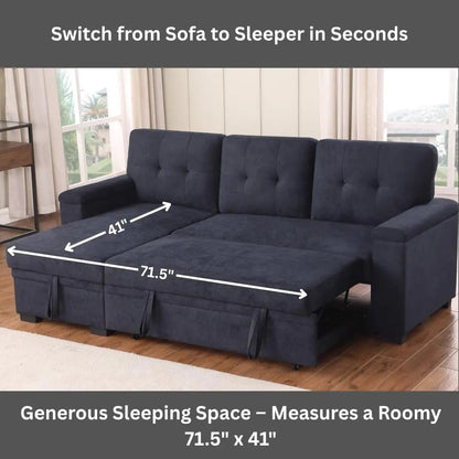 85Inch Dark Gray Reversible Sleeper Sectional Sofa - Get it from Bo