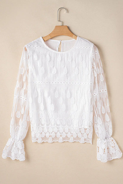 Tassa Mesh Flounce Sleeve Blouse