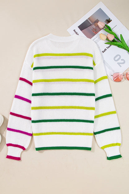 Emerson Colorful Striped Crew Neck Sweater