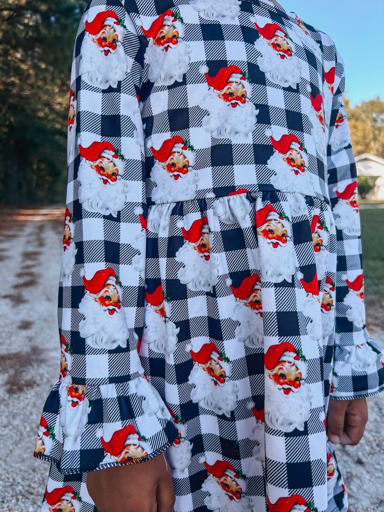 Checkered santa bell sleeve dress - Get it from Bo