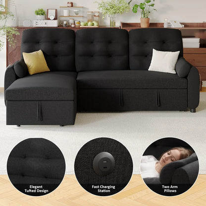 86Inch Convertible Sleeper Sectional With USB Ports - Get it from Bo
