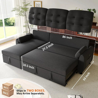 86Inch Convertible Sleeper Sectional With USB Ports - Get it from Bo