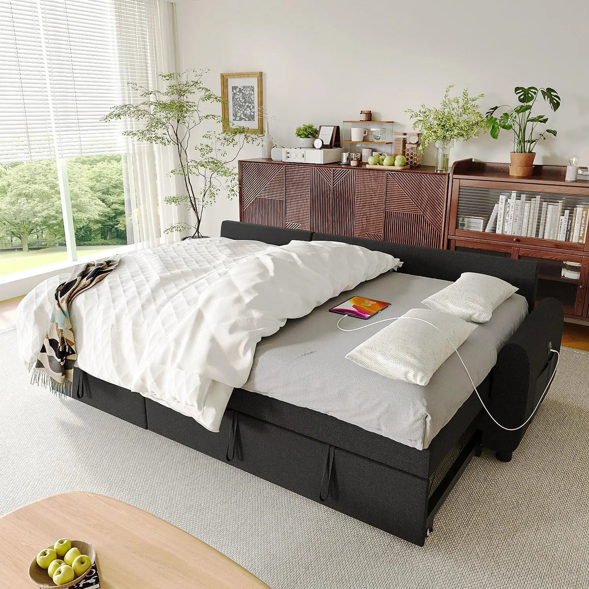 86Inch Convertible Sleeper Sectional With USB Ports - Get it from Bo