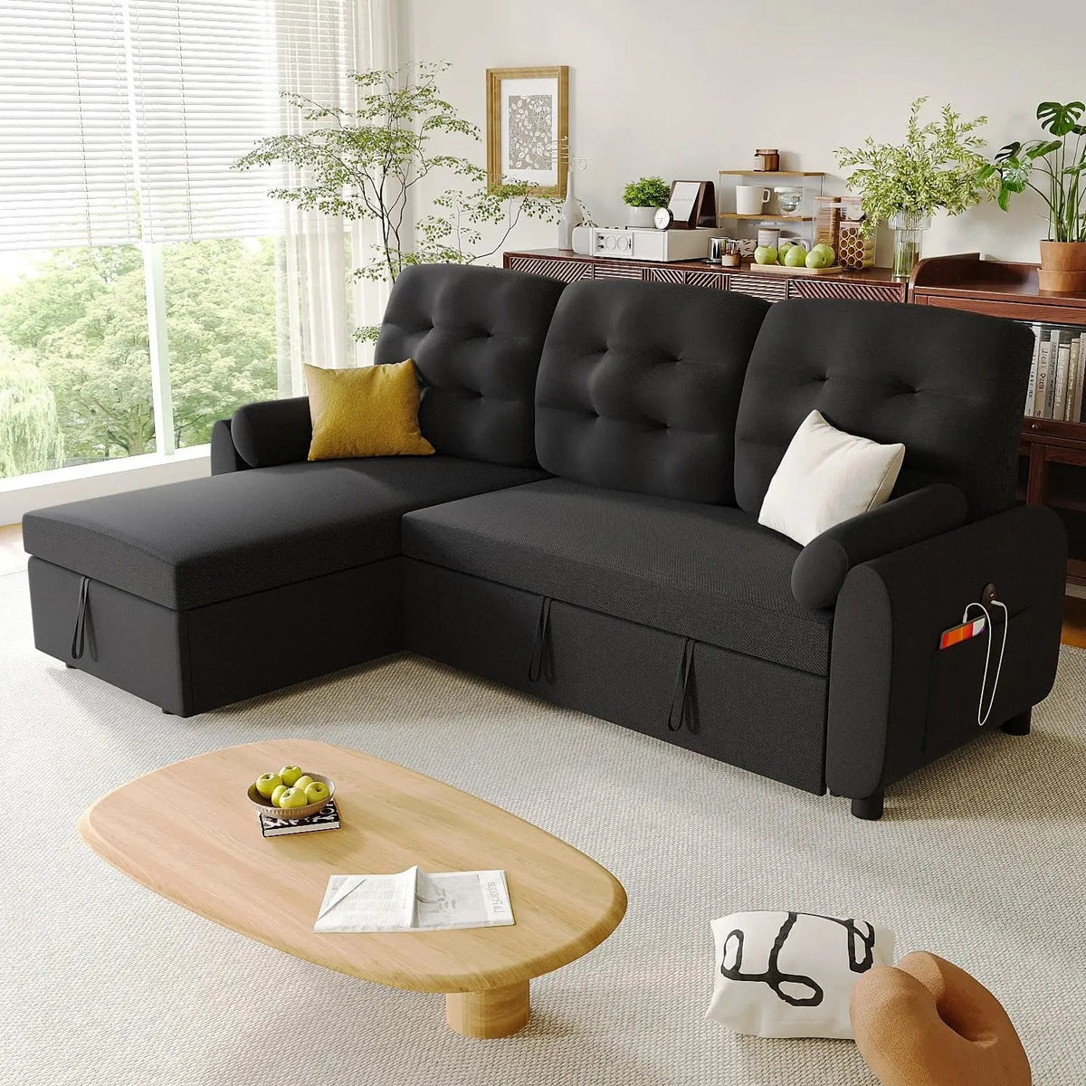 86Inch Convertible Sleeper Sectional With USB Ports - Get it from Bo